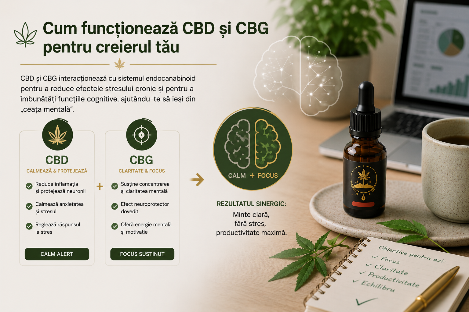 Scapa de Burnout si Brain Fog cu CBD si CBG