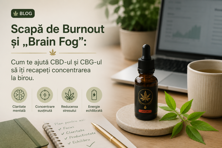 Scapă de Burnout și „Brain Fog”: Cum te ajută CBD-ul și CBG-ul să îți recapeți concentrarea la birou.